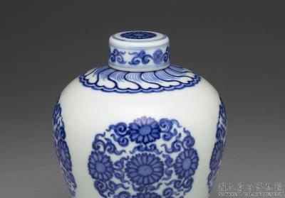 图片[3]-Lidded jar with decoration of chrysanthemum in underglaze blue, Qing dynasty, Yongzheng reign (1723-1735)-China Archive